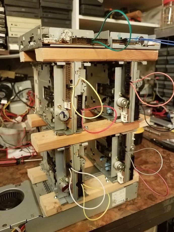 Floppy drives connected together